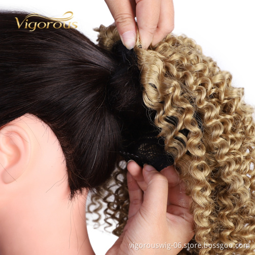 Afro Drawstring Ponytail Kinky Curly Puffs Curly Ponytail Extension Synthetic Brown Clip In Hair Pony tail for Women